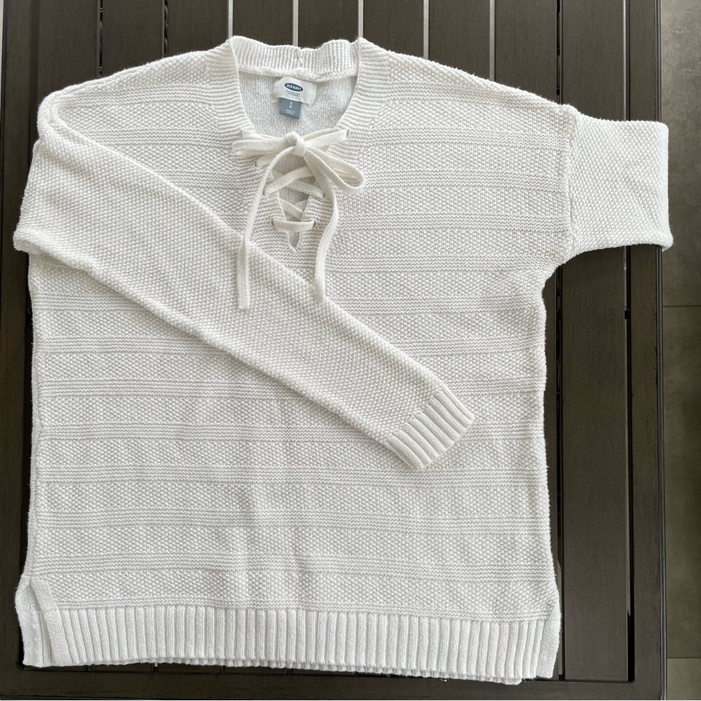 OLD NAVY LACE-UP KNIT SWEATER!!